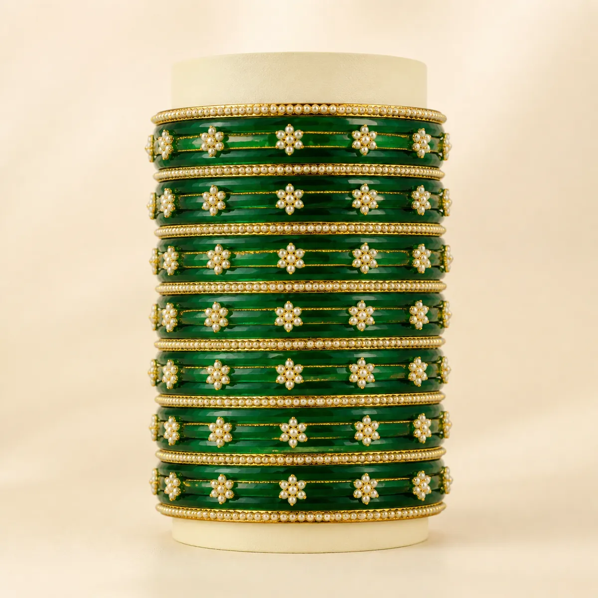 Green glass bangles