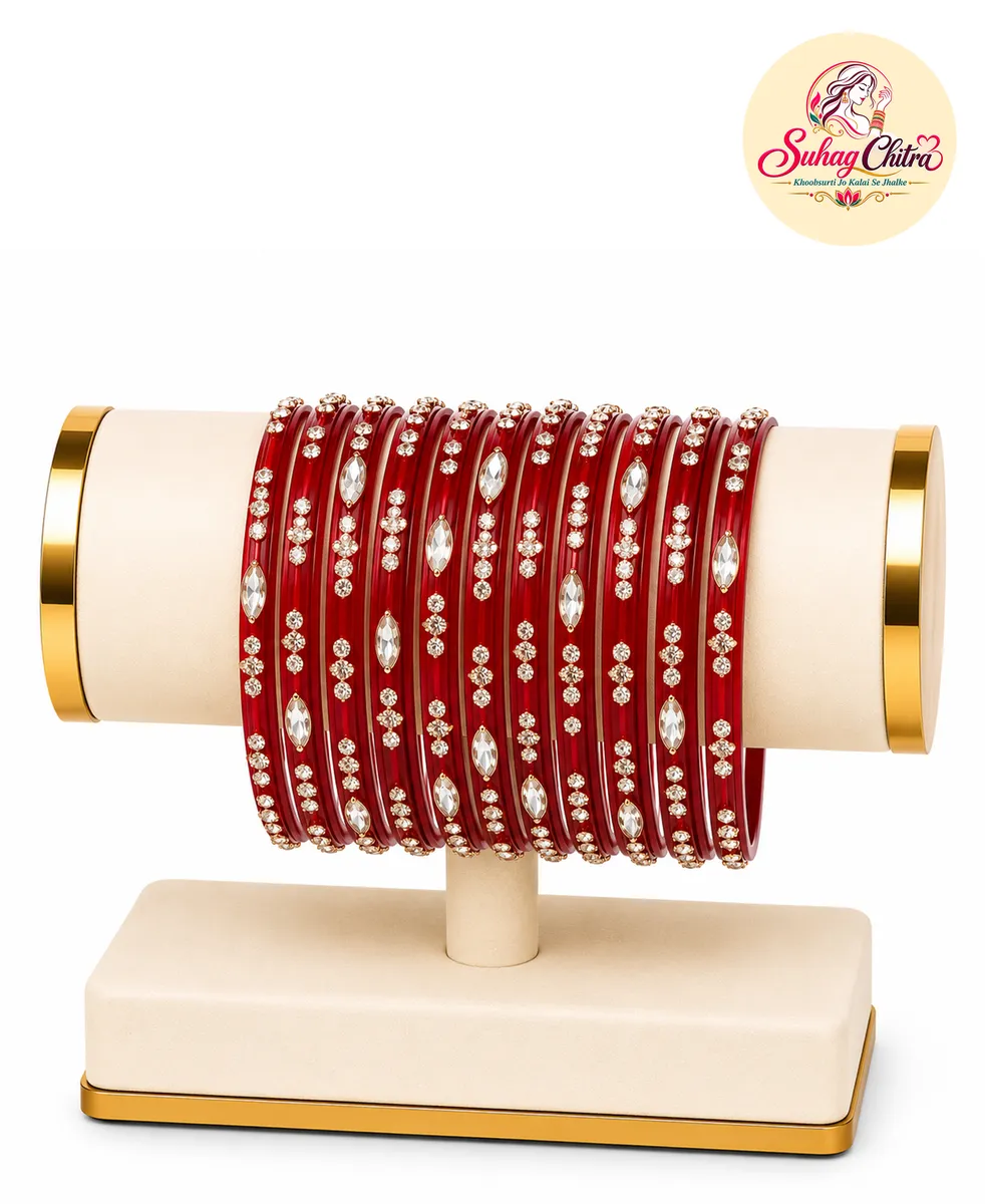 Heera Jhalak Bangle Set in Red