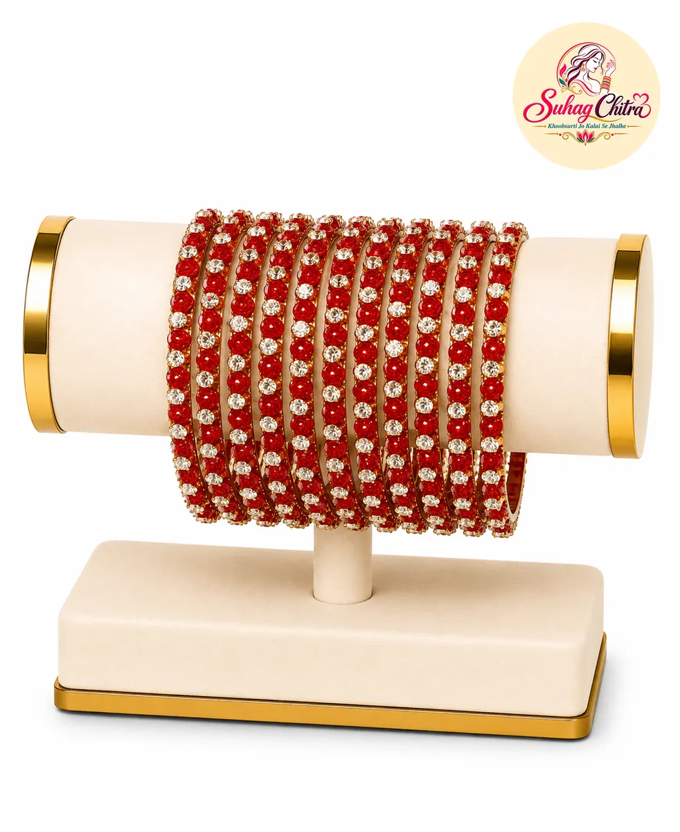 Rose Gul Bangle Set in Red