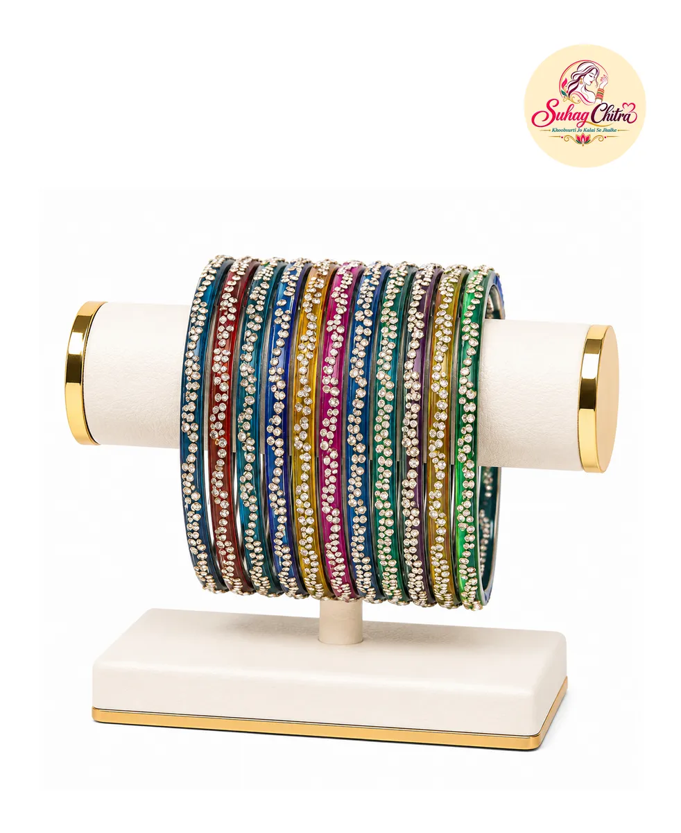 Noor Rekha Crystal Bangle Set in Jewel Multicolor
